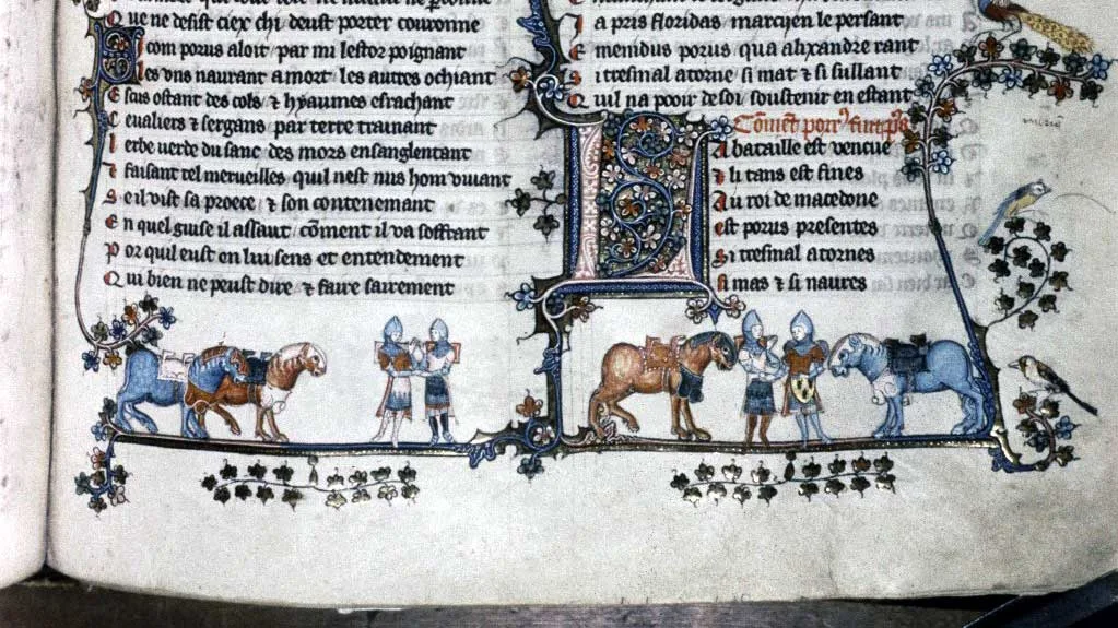 MS. Bodl. 264, pt. I: Knights Shaking Hands. Knights Shaking Hands, over the widget!