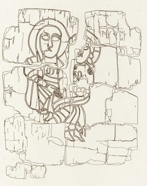 St. Cuthbert's Coffin, end: Virgin and Child detail