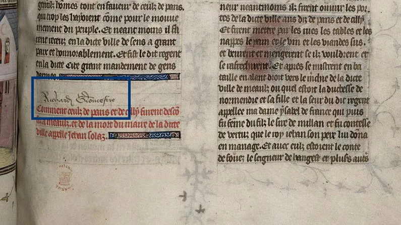 BL Royal 20 C VII f.134 Richard III's signature.
