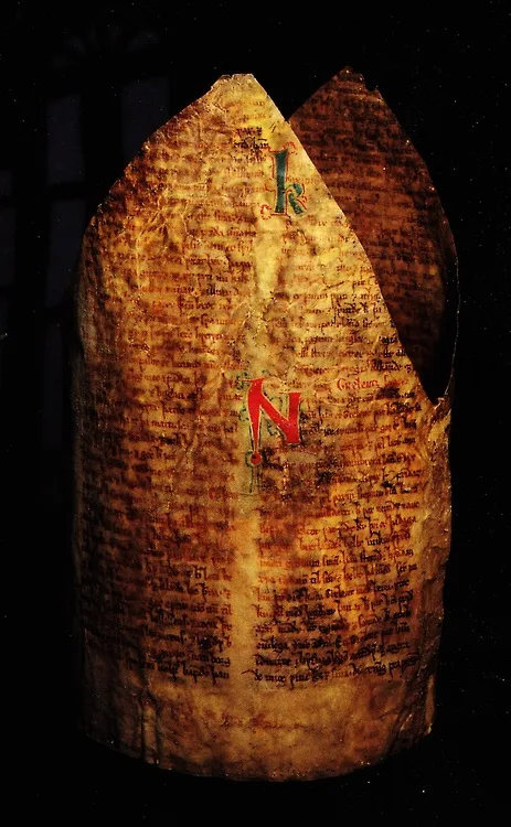 Bishop's mitre made of manuscripts