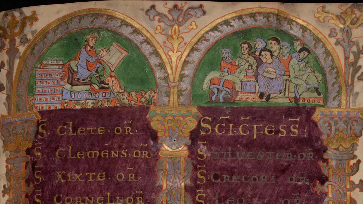 St. Gallen, Stiftsbibliothek, Cod. Sang. 23 - King David as writing authors and eight clerks, copyists and students