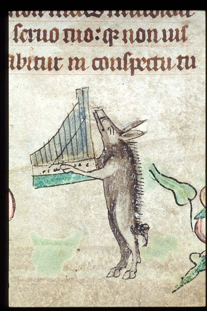 Harley 6563, f. 41, Boar and organetto