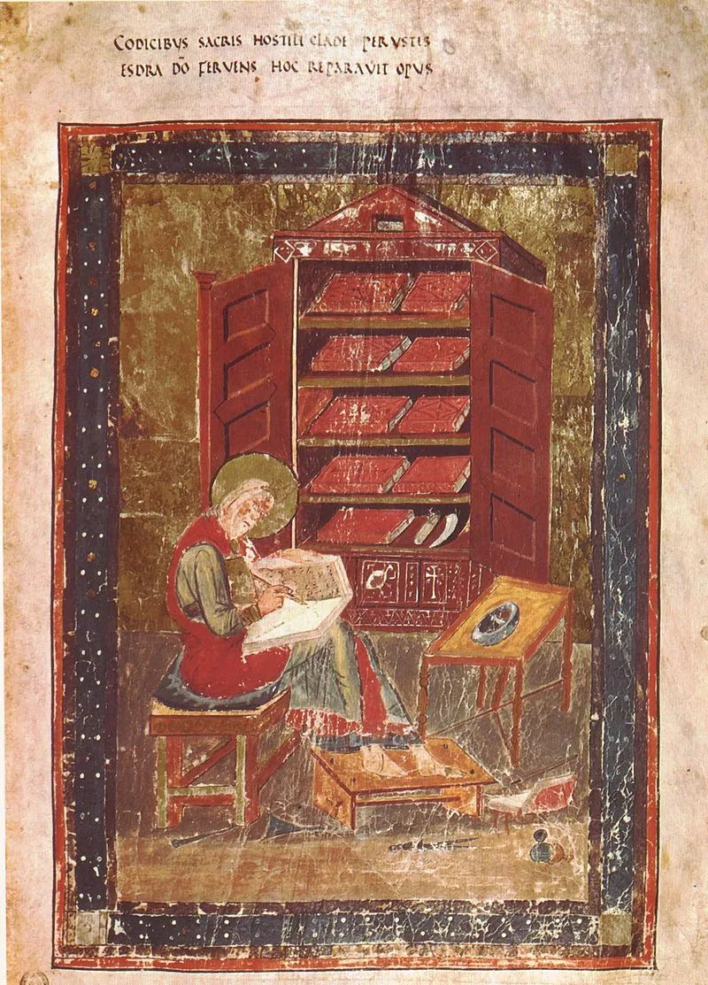 Laurentian Library, Portrait of Ezra, Amiat. 1, 5r - Biblia Sacra - Biblioteca Medicea Laurenziana, Florence.