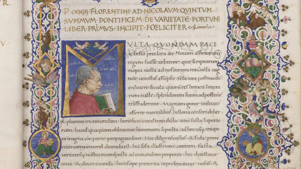 A portrait of Poggio Bracciolini in Urb. Lat. 224