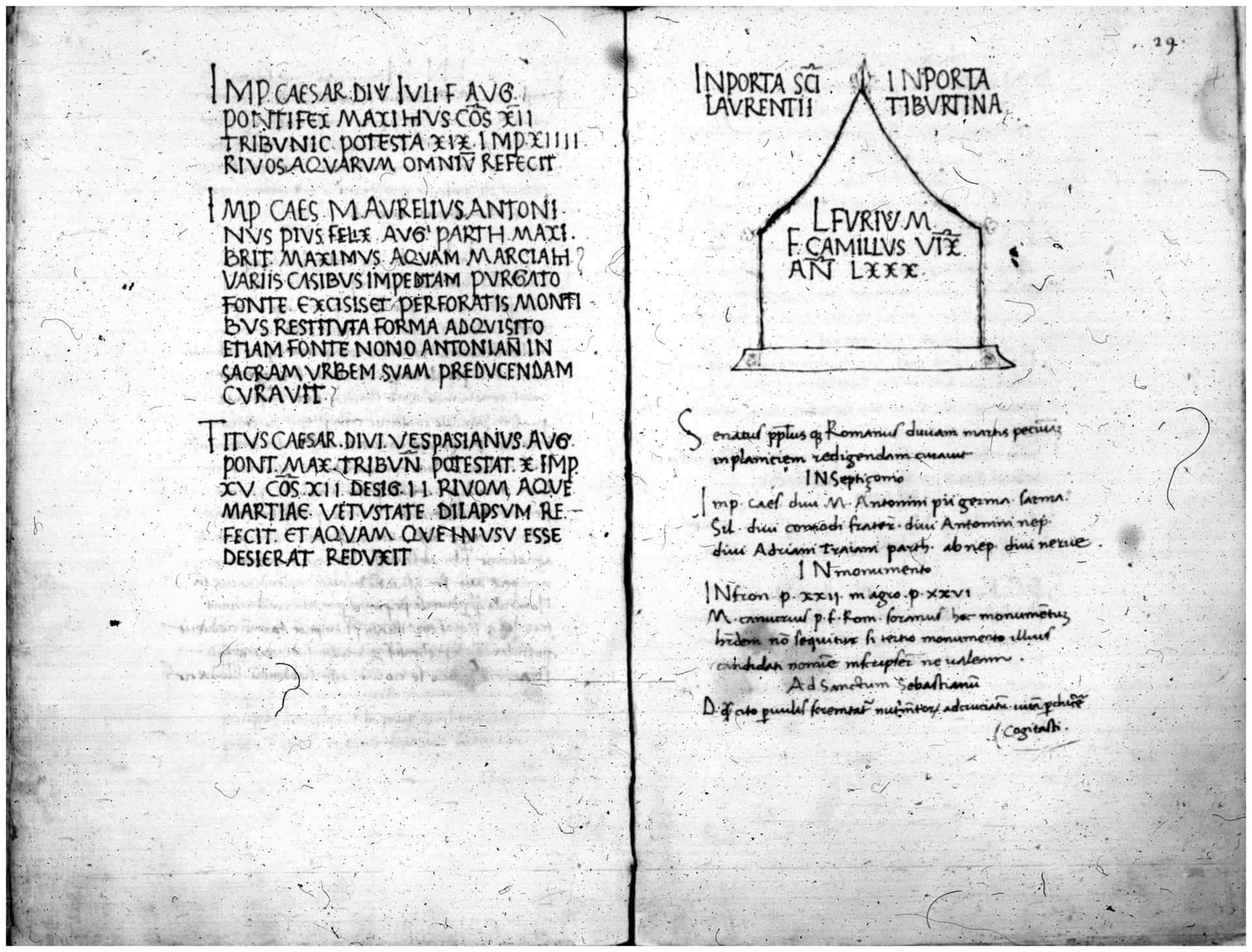 Vat. lat. 9152 f28v-29r, Poggio Bracciolini's "Sylloge"